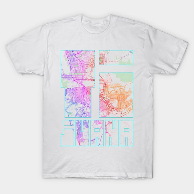 Tijuana, Mexico City Map Typography - Colorful T-Shirt by deMAP Studio